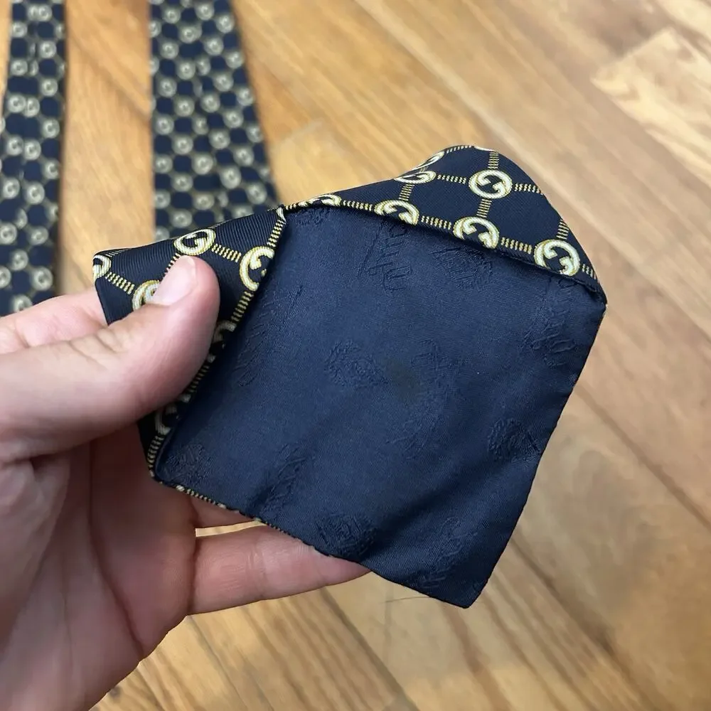 Vintage Gucci GG Monogram 100% Silk Tie Made In Italy